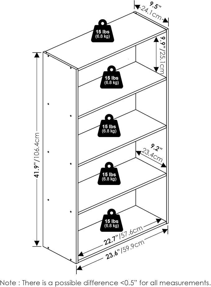 Furinno Jaya Book Shelf, 4-Tier Book Shelf, Bookcase - Image 2