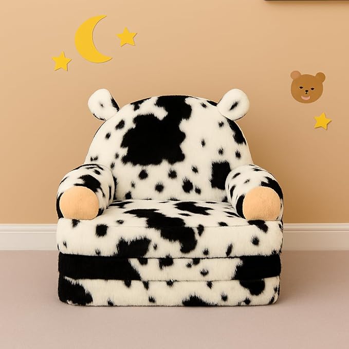 QIUODO Toddler Chair with Faux Rabbit Fur – 2-in-1 Foldable Kids Couch - Image 7