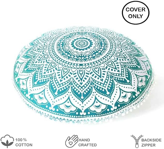 Mandala Floor Pillow Cover Meditation Cushion Seating Throw Hippie Round - Image 3