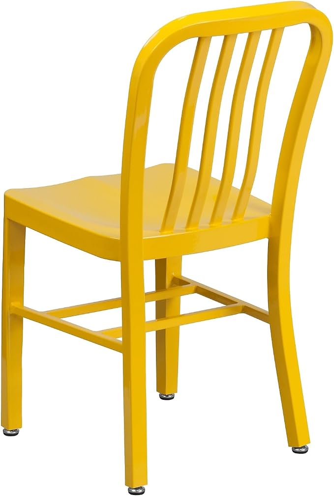 Flash Furniture Commercial Grade Yellow Metal Indoor-Outdoor Chair - Image 5