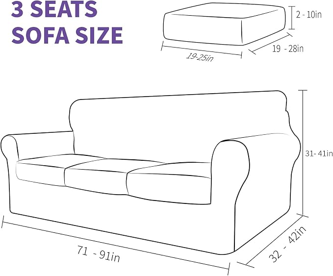 ZNSAYOTX 4 Piece Sofa Covers for Living Room Anti Slip Stretch Couch Covers for - Image 6
