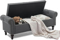 SOFTHION 58.1" Storage Bench Upholstered Linen End of Bedroom Bed Bench Ottoman by SofthionDesign