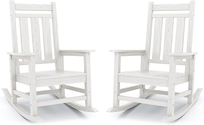 KINGYES Oversized Outdoor Rocking Chair Set of 2, All-Weather Patio Rocking by KINGYES
