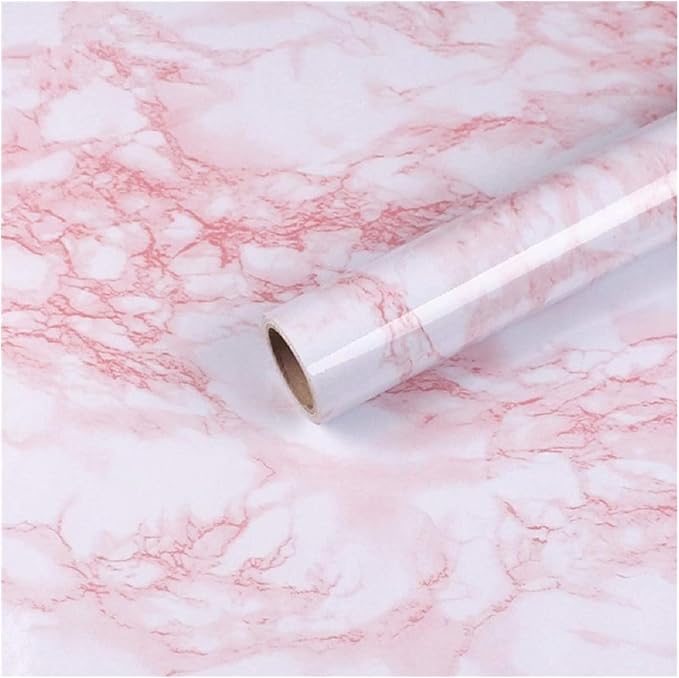 practicalWs 15.7 in x 236.2 in Self-Adhesive White Pink Marble Removable by practicalWs