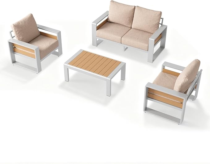 Aoxun Aluminum Patio Furniture Set, 4 Piece Luxury Outdoor Sectional - Image 9
