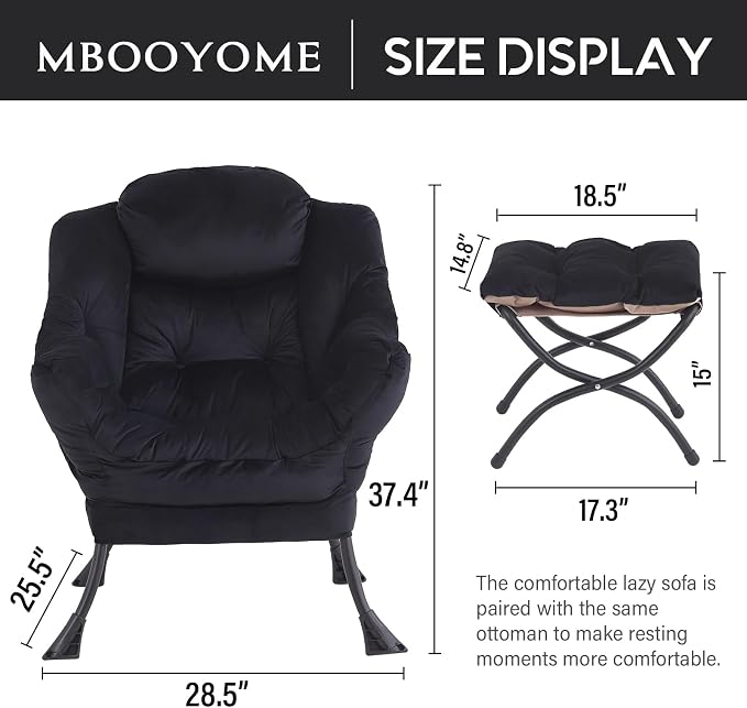 MBOOYOME Lazy Chair with Folding Ottoman, Modern Accent Lounge Armchair with - Image 2
