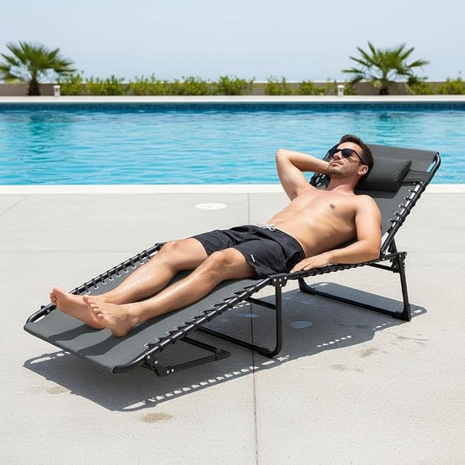 Outdoor Chaise Lounge Chair, Folding Tanning Chair - Image 8