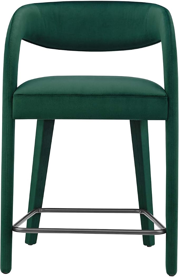 Modway EEI-6566-GRN-BLK Pinnacle Performance Velvet Counter Stool Set of Two - Image 6