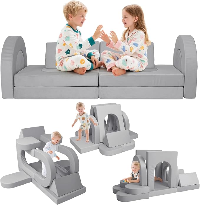 12 Pcs Modular Kids Play Couch, Toddler Couches That Fold Out, Plush Foam Chair by VIXLONOutdoorSlowTime
