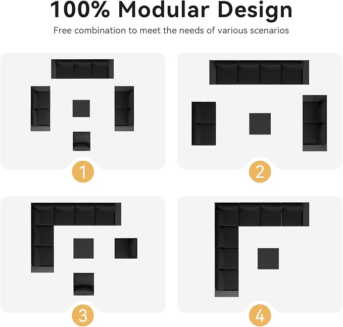 Aoxun Patio Furniture Set, Widen Armrests Wicker Outdoor Sectional - Image 9
