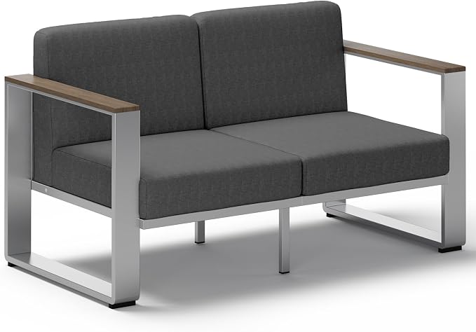 Outdoor Aluminum Loveseat, Modern Patio Patio Furniture by ComfCove