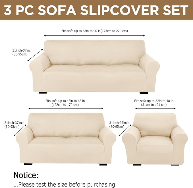 Peryiter 3 Pcs Couch and Loveseat Covers Set Sofa Cover - Image 2