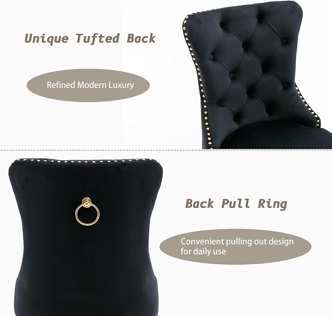 KCC Velvet Dining Chairs Set of 2, Upholstered High-end Tufted Dining Chair - Image 5