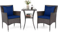 Tangkula 3 Pieces Patio Wicker Bistro Set, 2 Rattan Chairs w/ 2-Tier Tempered by TANGKULA