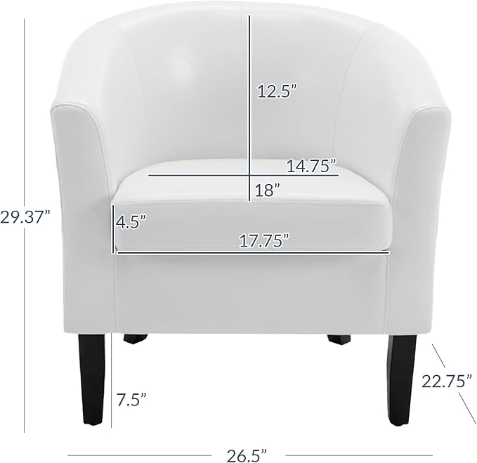 BELLEZE Accent Barrel Chair, Club Tub Sofa Corner Chair - Image 2