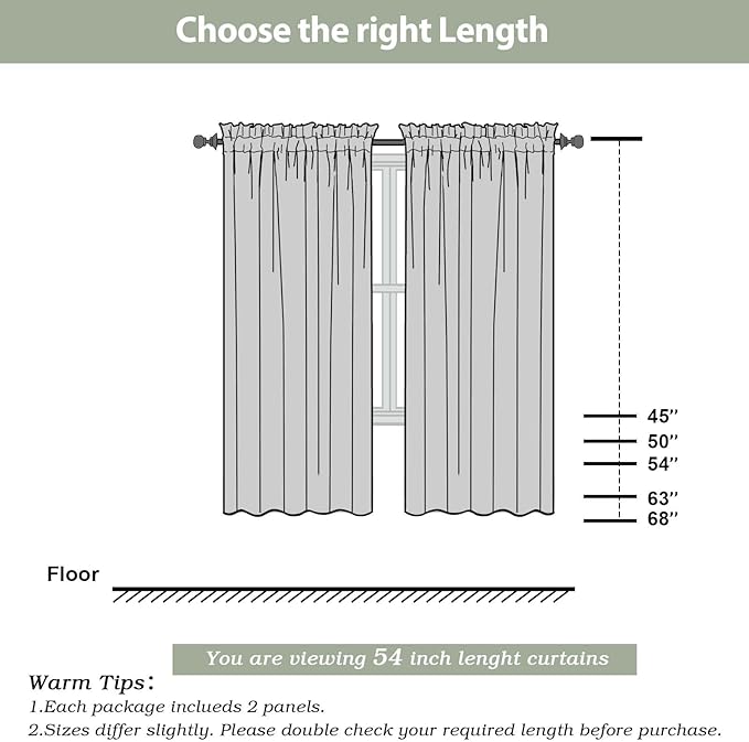 OWENIE Sheer Curtains Living Room 54 inches Long, Rod Pocket Curtain Sheers - Image 4