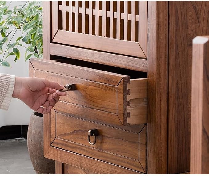 ENGENDER Couch Side Table Chinese Style Wooden Sofa Side Table TV Cabinet - Image 6