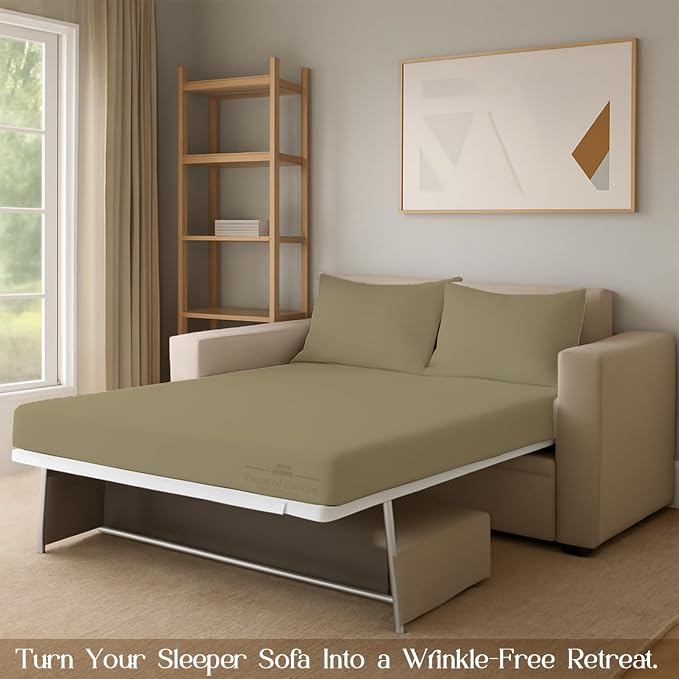 Sleeper Sofa Bed Sheet, 100% Cotton 400 Thread Count, 4 Piece Set, Deep Pocket - Image 7
