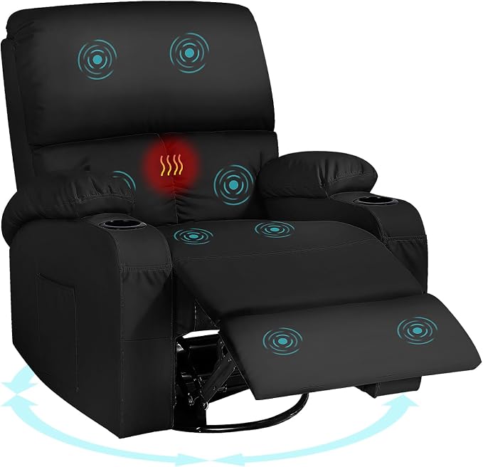 LEVELEVE Rocking Recliner Chair, Massage Rocker Recliner Chair - Image 8