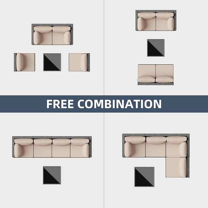 SUNLEI 5pcs Patio Outdoor Furniture Sets Conversation Set, Low Back All-Weather - Image 5