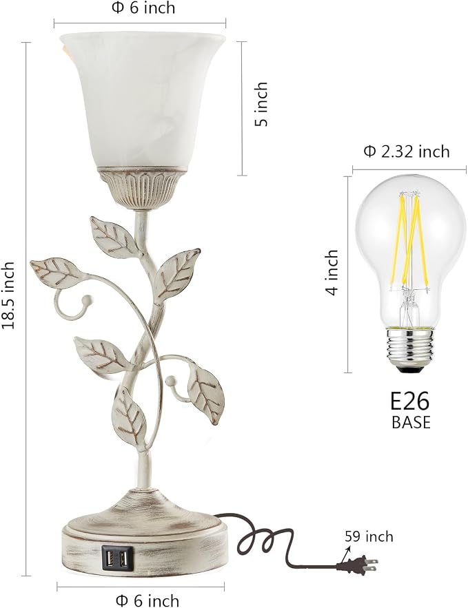 Rustic Touch Table Lamp for Bedroom, 3-Way Dimmable Nightstand Lamp - Image 6