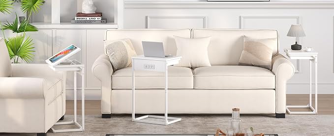 sthmec C Shaped End Table with Charging Station, 45° Tiltable Adjustable Flip - Image 8