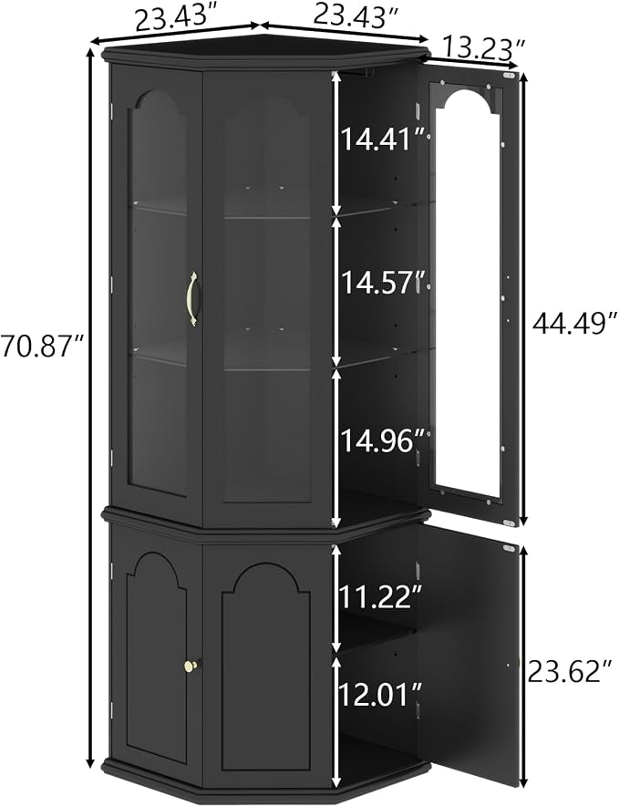 Gyfimoie Corner Bar Cabinet w/LED Lights, Tall Modern Wine Cabinet - Image 2