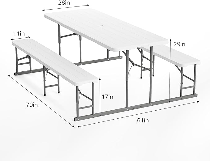 VINGLI Folding Picnic Table and Bench Set - Image 7