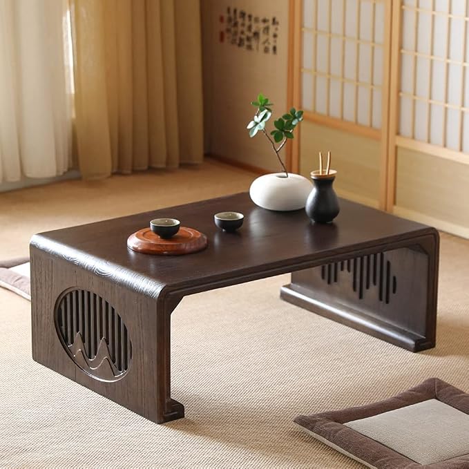 Vintage End Table, Japanese Style Tatami Coffee Tables Mortise and Tenon - Image 2