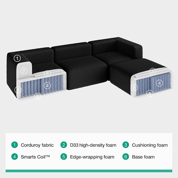 Novilla 106" Modular Sectional Sofa, Modern Cloud Sectional Couch - Image 8