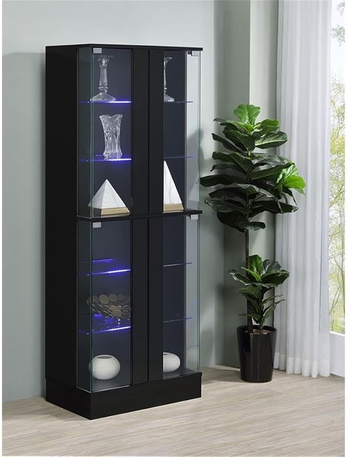 Pemberly Row Wood Curio Cabinet, 63.75" H x 24" W x 14.25" D, MDF and Glass - Image 6