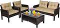 Tangkula 4 Piece Patio Furniture Set, Outdoor Wicker Conversation Set by TANGKULA