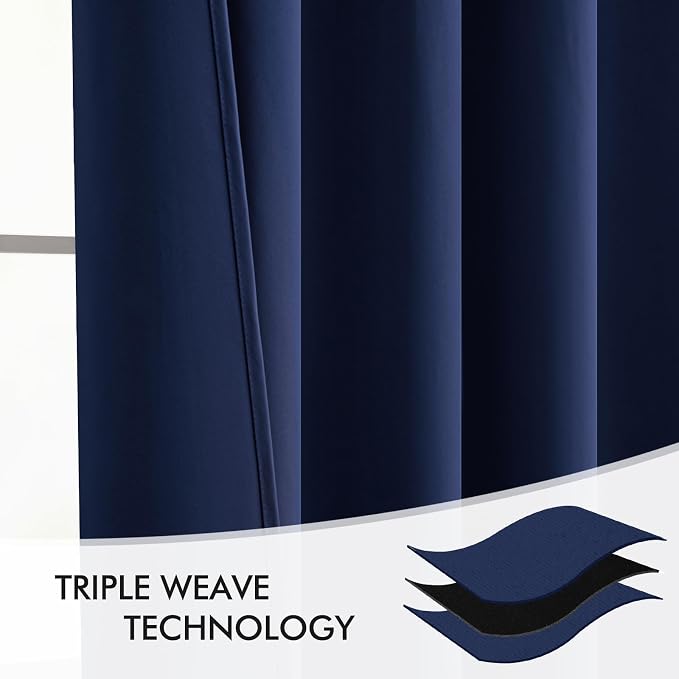 MIULEE Navy Blue Back Tab Blackout Curtains 63 Inch Length 2 Panels Set - Image 7