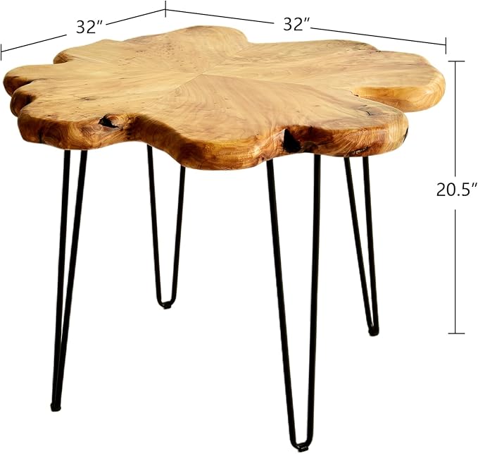 WELLAND Live Edge Cedar Coffee Table 32" W x 32" D x 20.5" H Rustic Round Table - Image 2