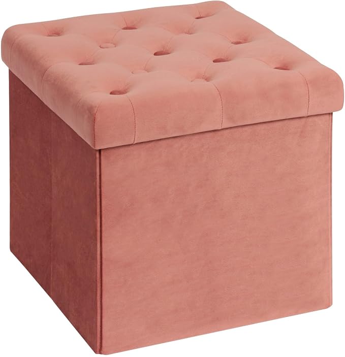 B FSOBEIIALEO Storage Ottoman Cube, Velvet Tufted Folding Ottomans by BFSOBEIIALEO