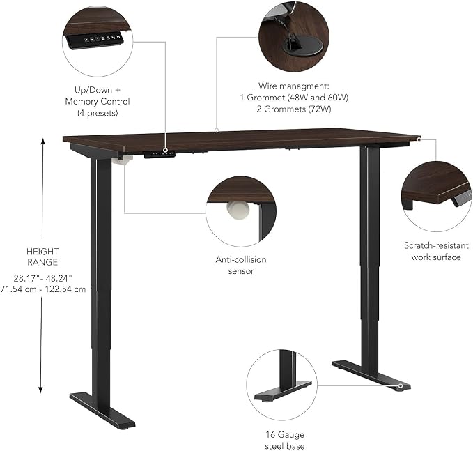 Bush Business Furniture 48-inch Electric Height Adjustable Standing Desk - Image 3