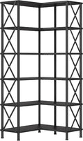 HOOBRO Corner Bookshelf, 6-Tier L-Shaped Bookcase, Industrial Open Display by HOOBRO