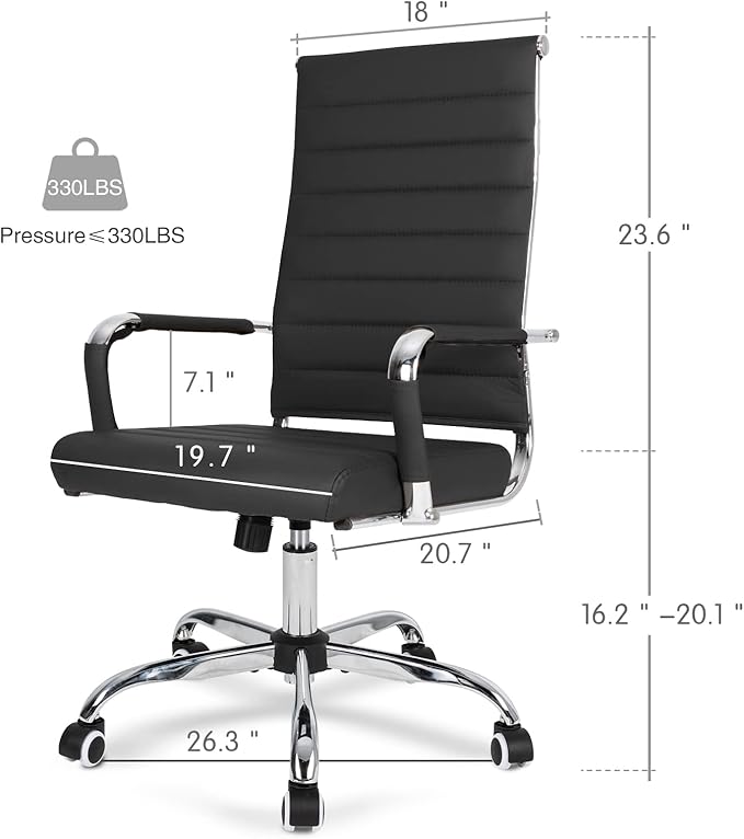 Home Office Chair Ribbed, Modern Leather Conference Room Chairs, Ergonomic - Image 3