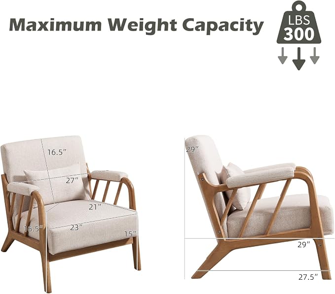 INZOY Mid Century Modern Accent Chair - Image 2