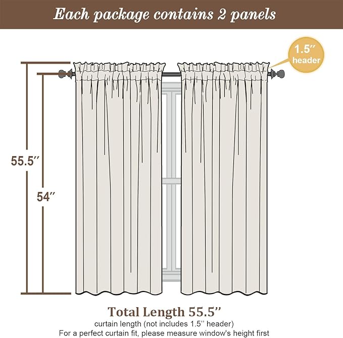 Chyhomenyc Charcoal Grey Semi Sheer Curtains 54 Inch Length - Image 5