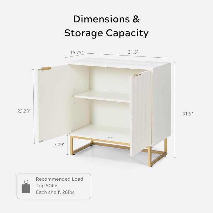 EYYTHUNG Fluted Cabinet with Storage Set of 2, Sideboard Buffet Cabinet with - Image 2