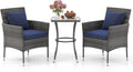 Tangkula 3-Piece Patio Furniture Set, PE Wicker Conversation Bistro Set w/A by TANGKULA