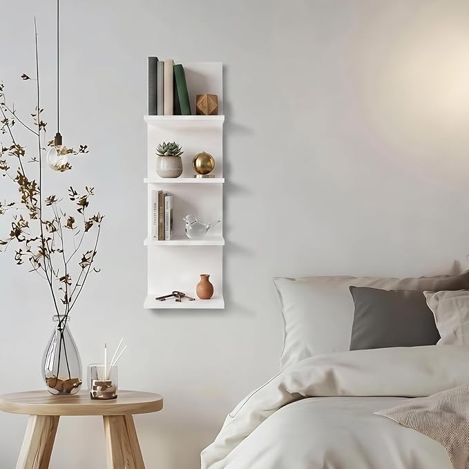 Homaterial 4 Tiers Floating Shelves, Modern Wall Mounted Shelf Storage Shelves - Image 2