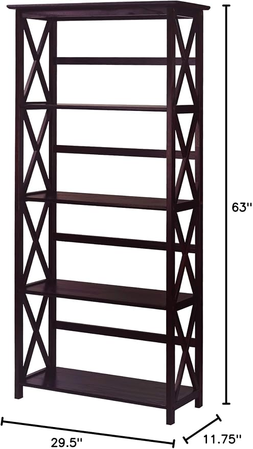 Montego 5-Shelf Bookcase-Espresso - Image 9