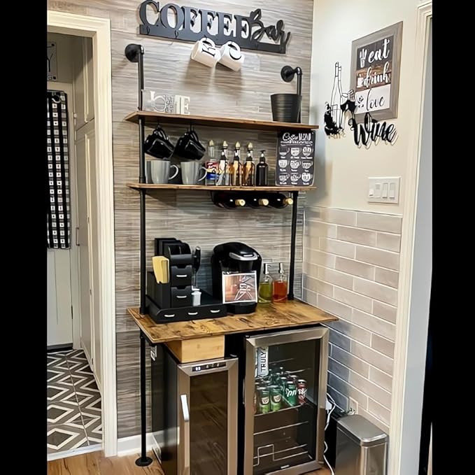 ZIOTHUM Wall Mounted Desk with Shelves, Industrial Ladder Style Floating Desk - Image 5