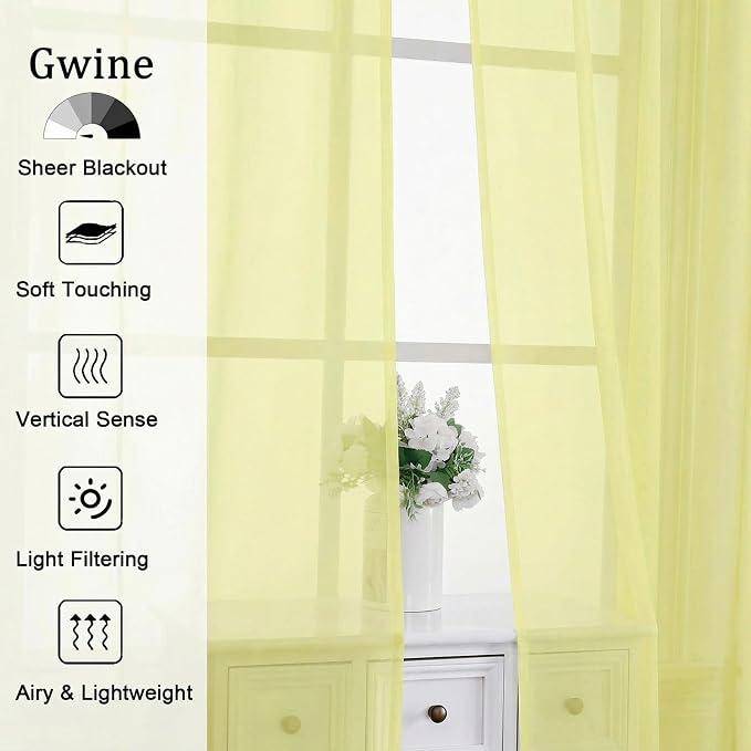 Gwine Short Kitchen Sheer Curtains 24 Inch Length - Image 4