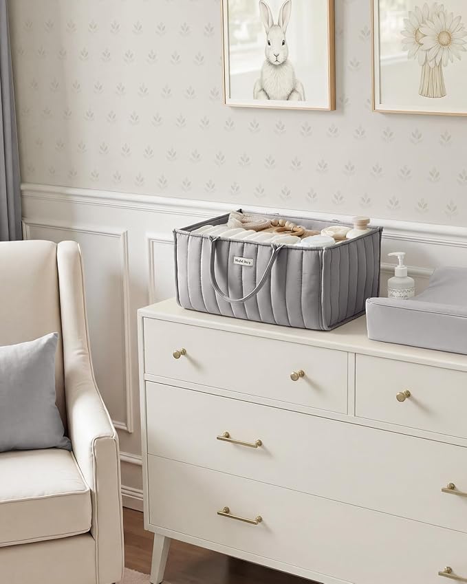 Blissful Diary Baby Diaper Caddy Organizer, Stylish Storage Basket - Image 7