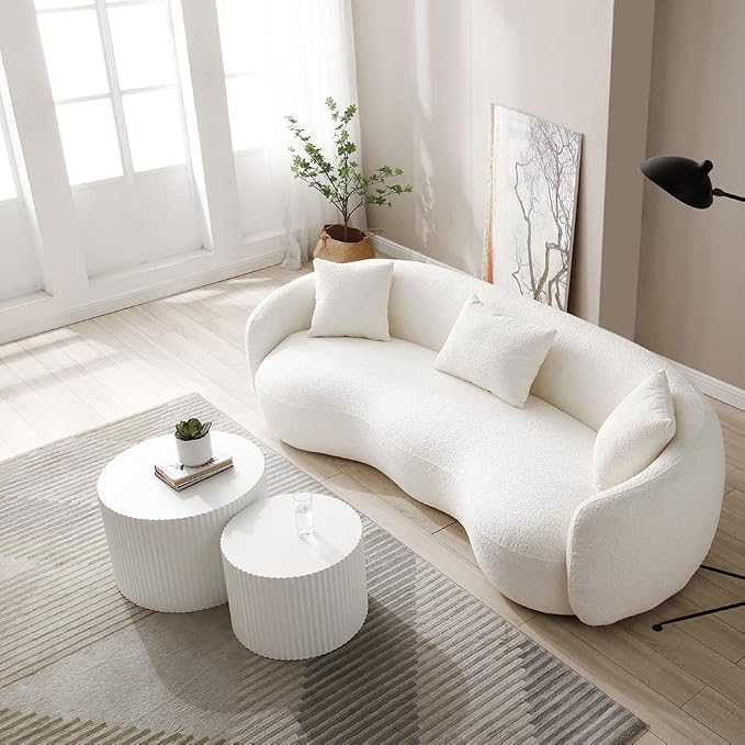 White Round Coffee Table Nesting Coffee Table Set of 2 Contemporary Circle - Image 5