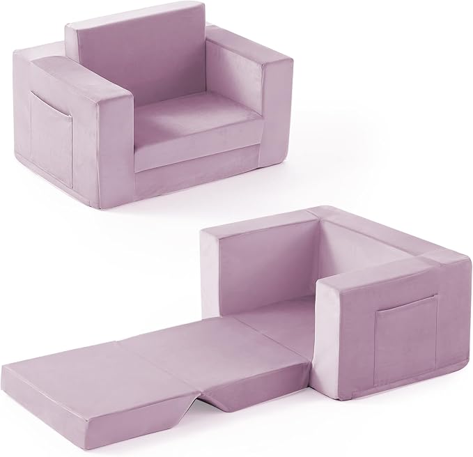 Kids Couch, 2-in-1 Toddler Chair Comfy 1-3 Years, Convertible Kids Chair by Enjoyabetterchildhood