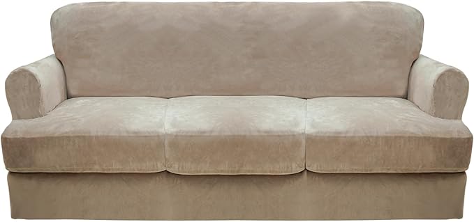 CUCRAF T Cushion Sofa Cover 4 Piece Slipcovers, Soft Thick Velvet Couch Cover by CUCRAF